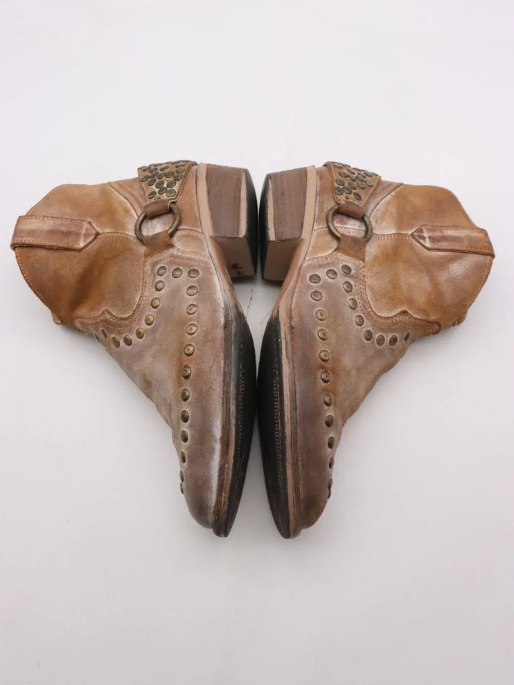 Circle G by Corral Women's 11 Brown Leather Harness and Studs Shortie Boot